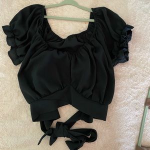 Black wrap around plus size top